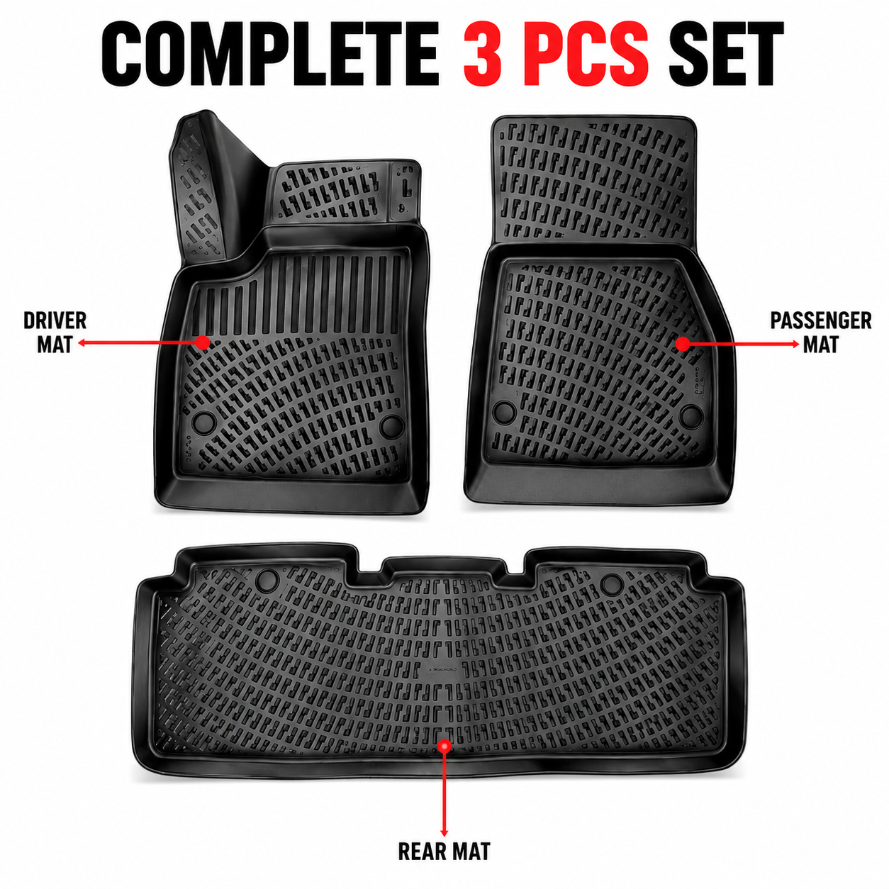 Tesla Model S Floor Mats 2014-2020 | Premium TPE All Weather | 3PCS | Monlion