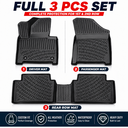 Monlion Floor Mats for Toyota Corolla Cross 2022-2026 FWD Custom Fit All Weather TPE Floor Liners Waterproof Odorless Heavy Duty Black 3PCS