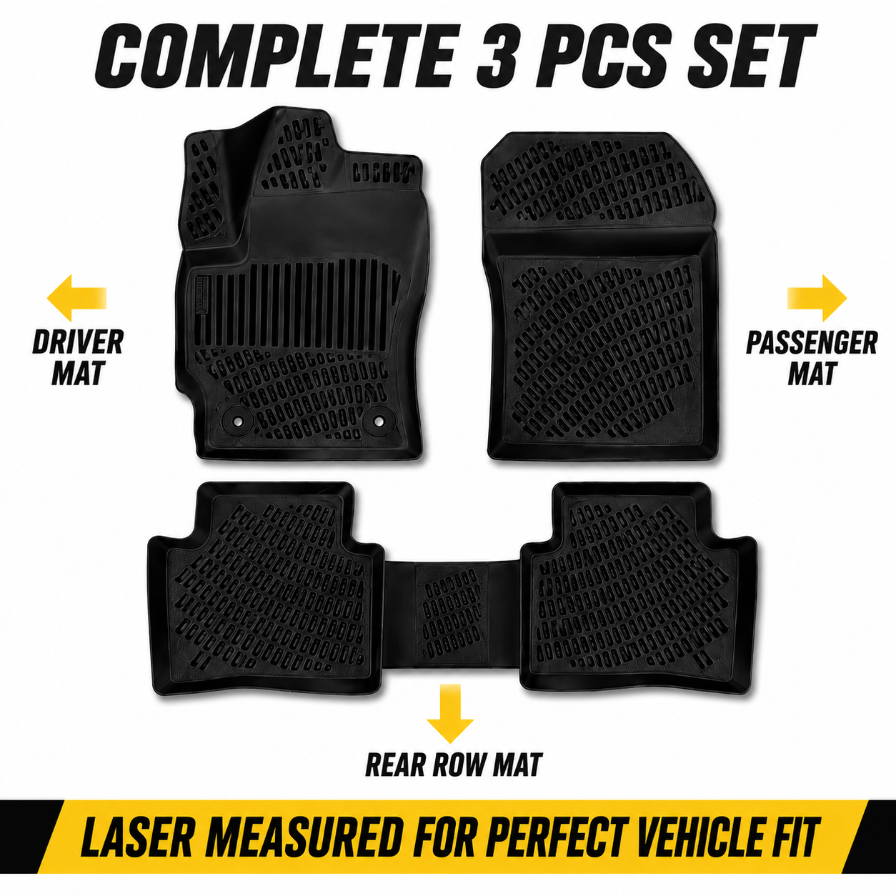 Toyota Corolla Floor Mats 2020-2025 Custom Fit Premium TPE All Weather 3PCS Black