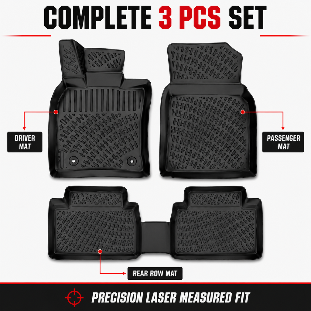 Toyota Camry Hybrid Floor Mats 2018-2024 Custom Fit Premium TPE All Weather 4PCS Black