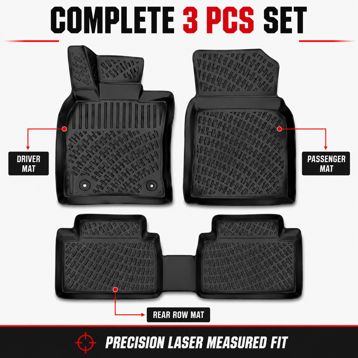 Toyota Camry Hybrid Floor Mats 2018-2024 Custom Fit Premium TPE All Weather 4PCS Black