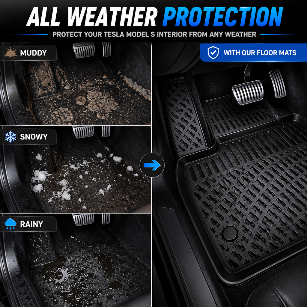Tesla Model S Floor Mats 2014-2020 | Premium TPE All Weather | 3PCS | Monlion