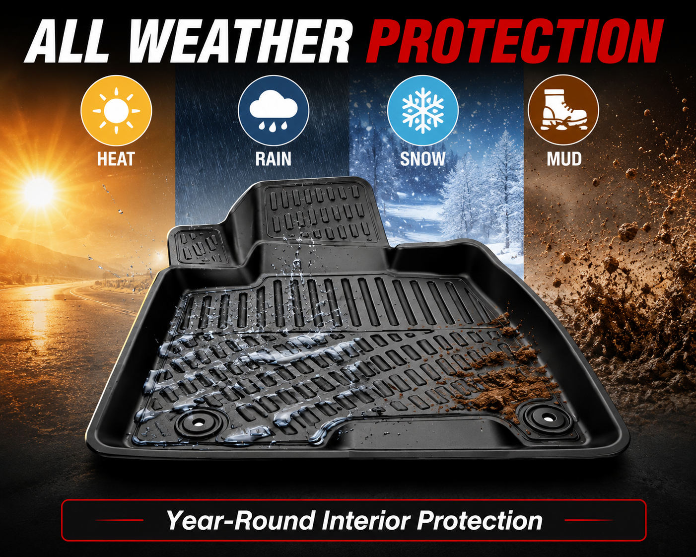 Monlion Floor Mats for Hyundai Tucson 2022-2026 Custom Fit All Weather TPE Floor Liners Waterproof Odorless Heavy Duty Black 3 Piece Set