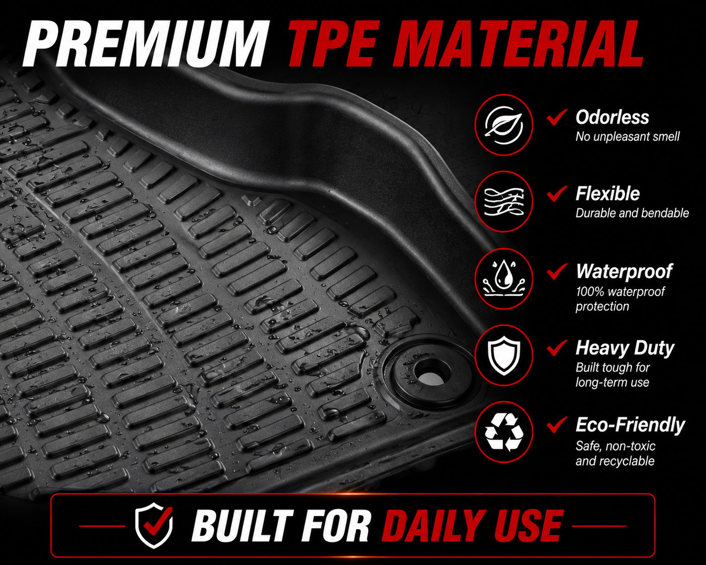 Monlion Floor Mats for Hyundai Tucson 2022-2026 Custom Fit All Weather TPE Floor Liners Waterproof Odorless Heavy Duty Black 3 Piece Set