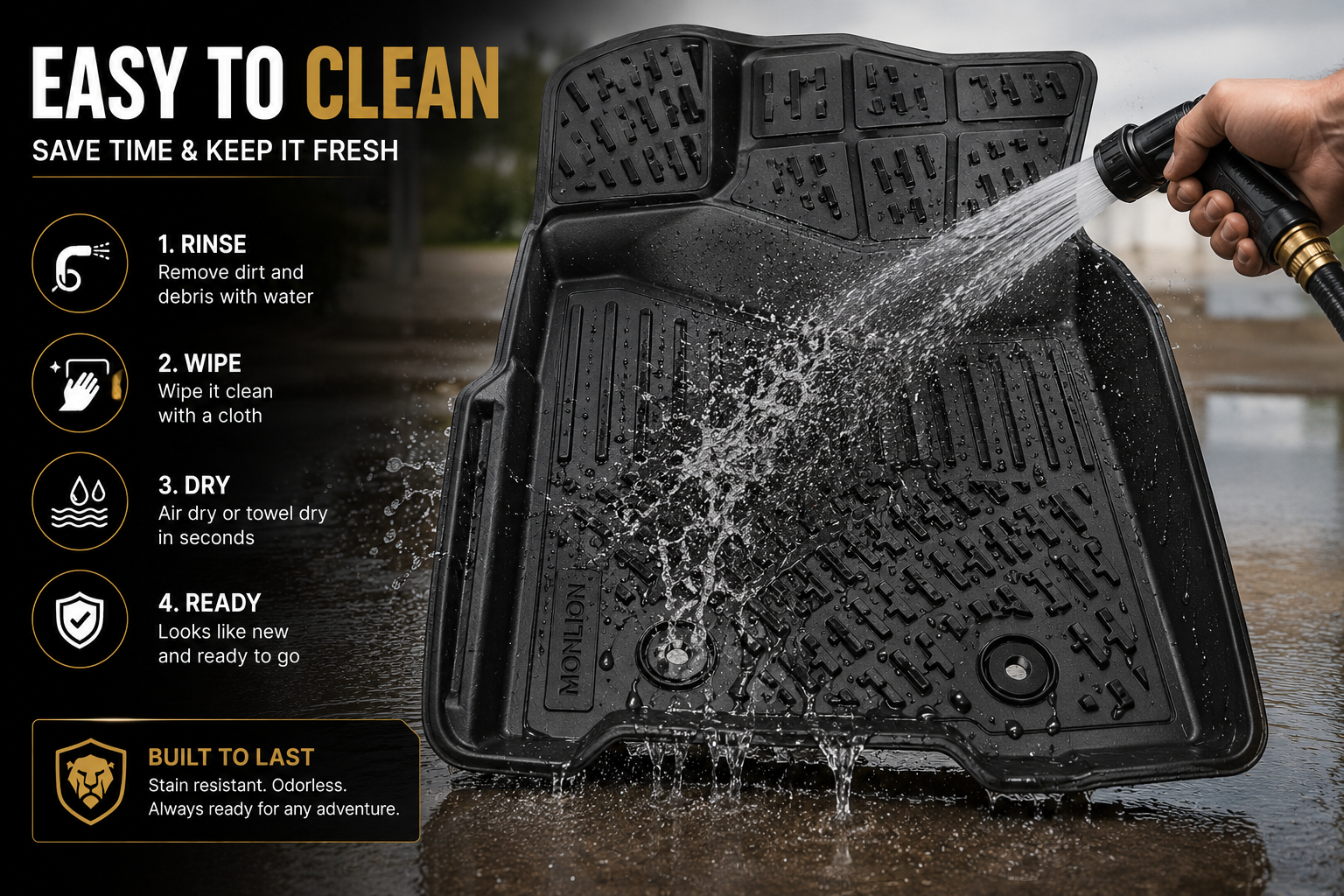 Monlion Floor Mats for Jeep Wrangler Unlimited JK 4 Door 2019-2026 Custom Fit All Weather TPE Floor Liners Waterproof Odorless Heavy Duty Black 4PCS