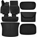 Tesla Model Y Juniper Floor Mats 2025-2026 TPE All Weather 7PCS Full Set Black | Monlion